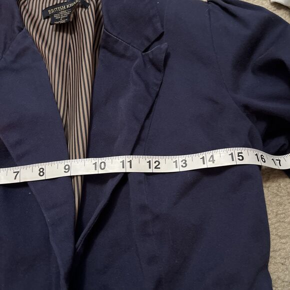British Khaki Navy Blazer S One Button Preppy Minimalist Preppy Academic Nerd - Picture 7 of 10